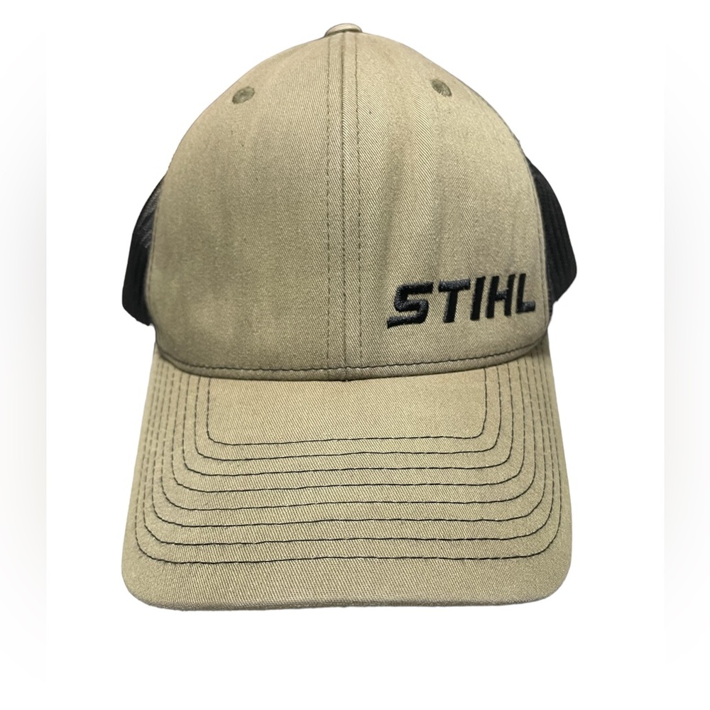 Stihl Richardson 112 Trucker Cap Hat Mesh Snapback Multicolor Tan and Black